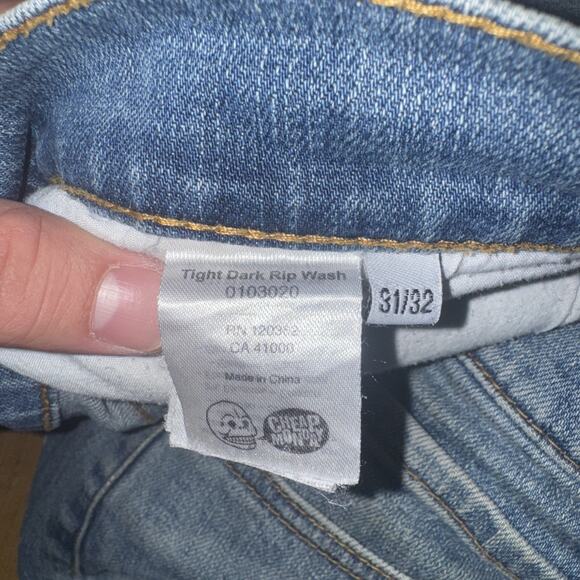 Cheap Monday Tight Skinny Fit Jeans Blue Distressed Wash 32x32 - Picture 9 of 9